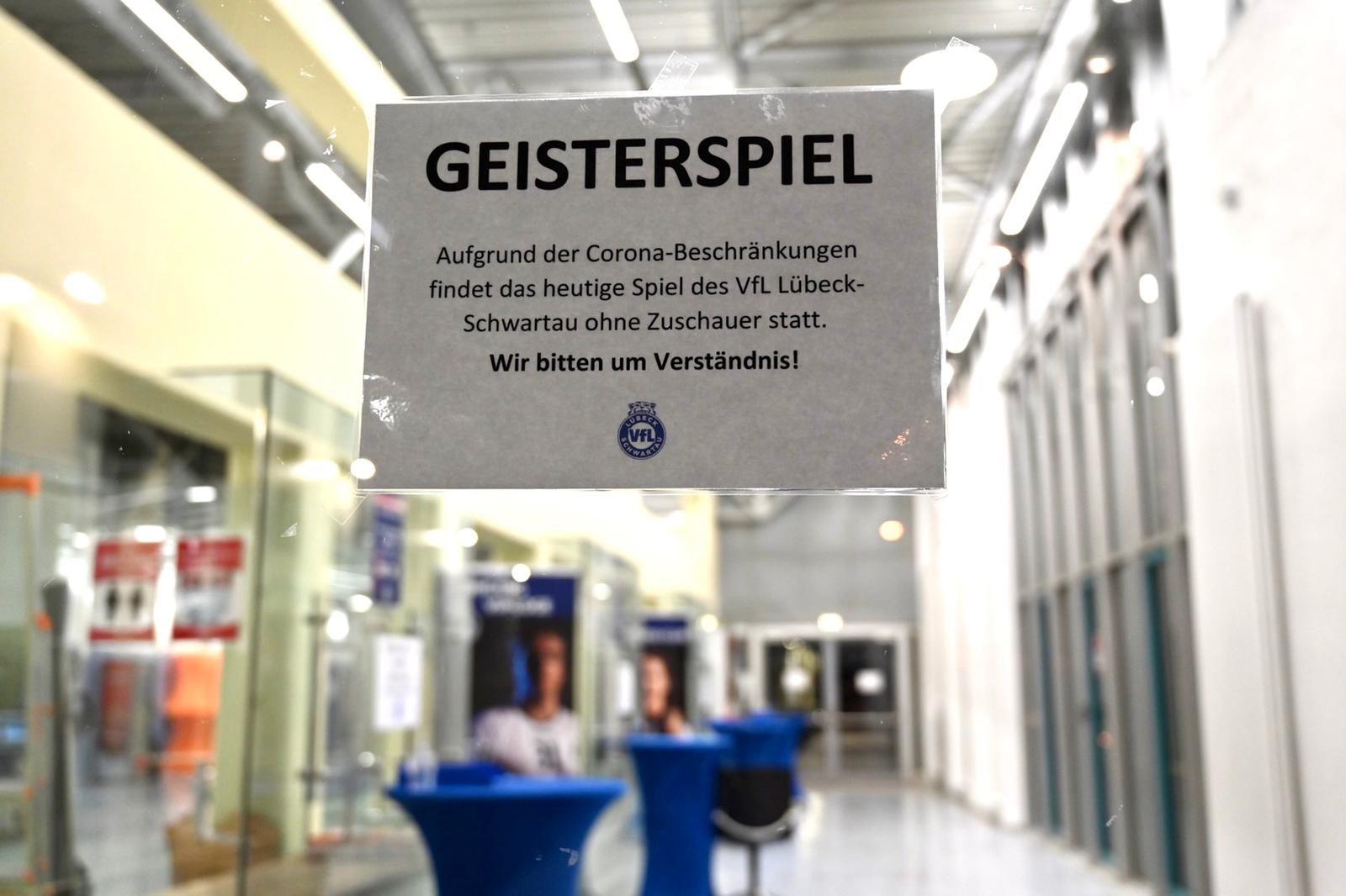 VfL Lübeck-Schwartau, Geisterkulisse. Foto Lobeca Kaben