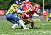 Fotostrecke: Football I Herren I GFL II I Saison 2021 I 3. Spieltag I Cougars Lübeck – Cardinals Essen