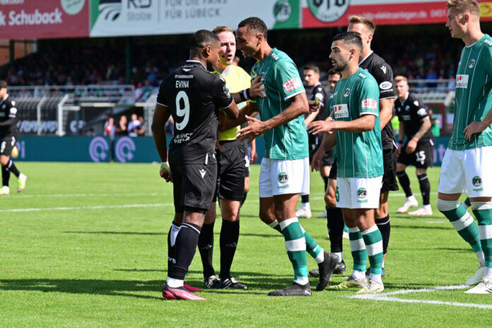 Cyrill Akono (VfB Lübeck) blieb ein Tor verwehrt gegen den SV Sandhausen