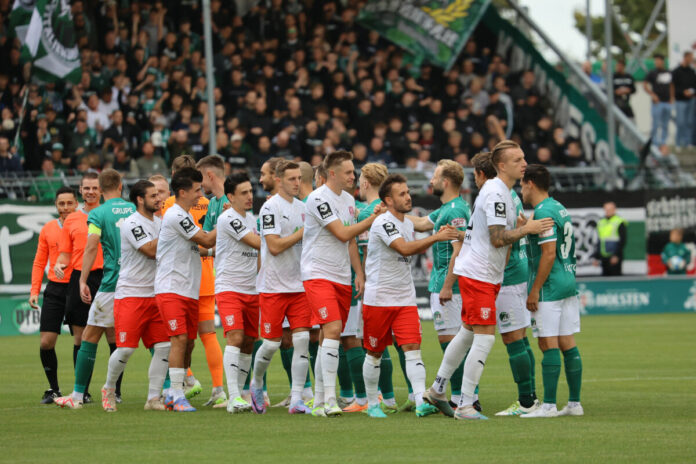 Das Hinspiel zwischen dem VfB Lübeck und Halleschen FC endete 2-2