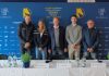Freuen sich auf die bevorstehenden Derbytage: v.l. André Thieme, Kristina Anrecht (Anrecht Investment), Matthias Rath (Turnierleitung), Moritz Treffinger, Rainer Schwiebert (Dressurkoordinator) Foto: Lukasz Kowalski